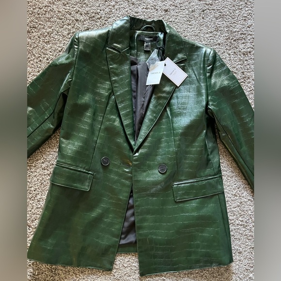 Forever 21 Jackets & Blazers - Forever 21 Dark Green Croc-Embossed Jacket